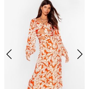 Nasty Gal. Not Growing Home Tie Top & Midi Skirt